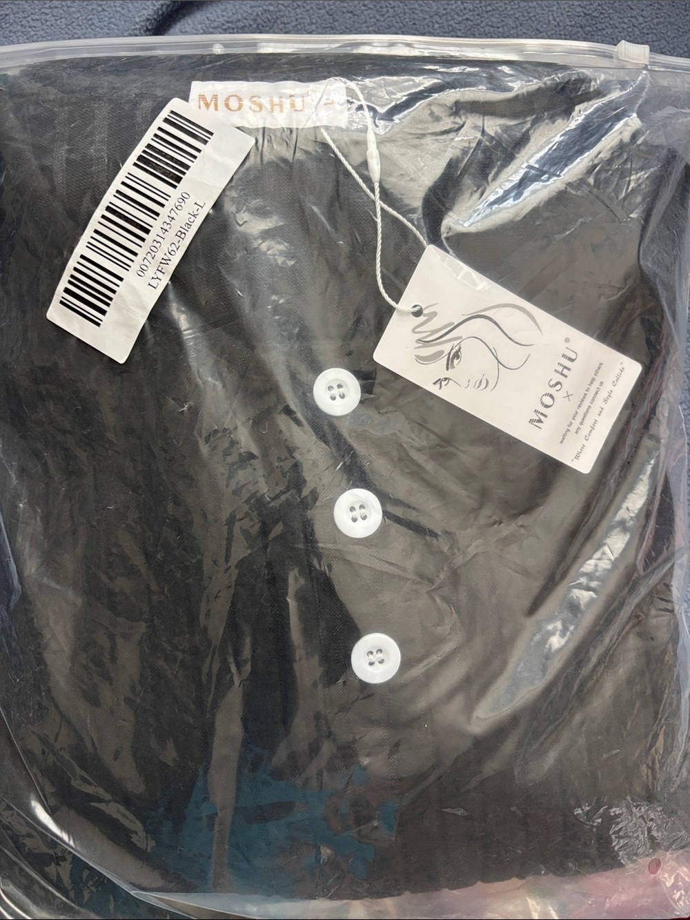MOSHU Black Button-Front Top sweater